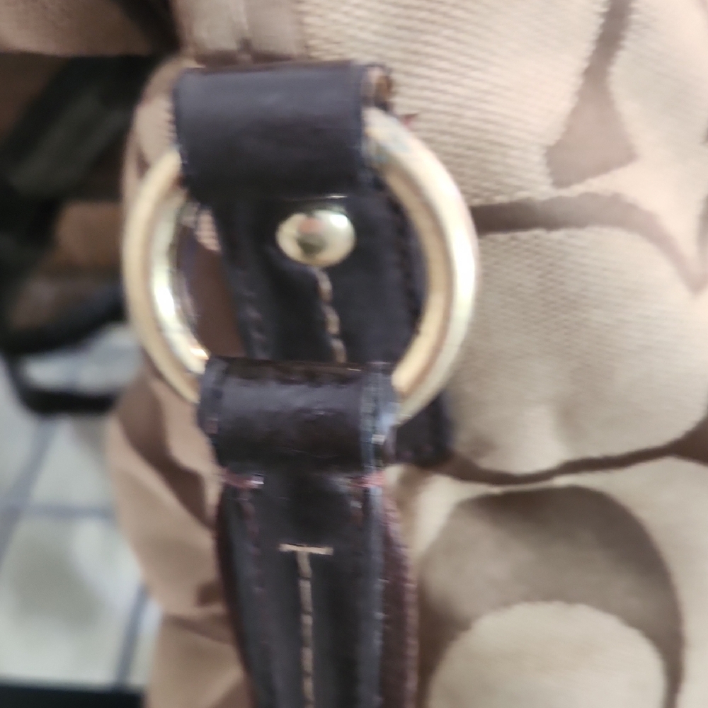 Coach Tan Signature Fold Over Tote - Picture 12 of 12